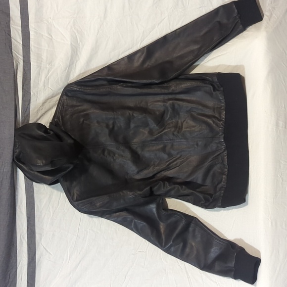 COPY - Size L Rag & Bone Lamb Leather Zip Up Hooded Jacket - Picture 4 of 8